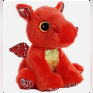 Aurora Dragon flame red Small Sparkle Tales 7" - Enchanting Stuffed Animal plush